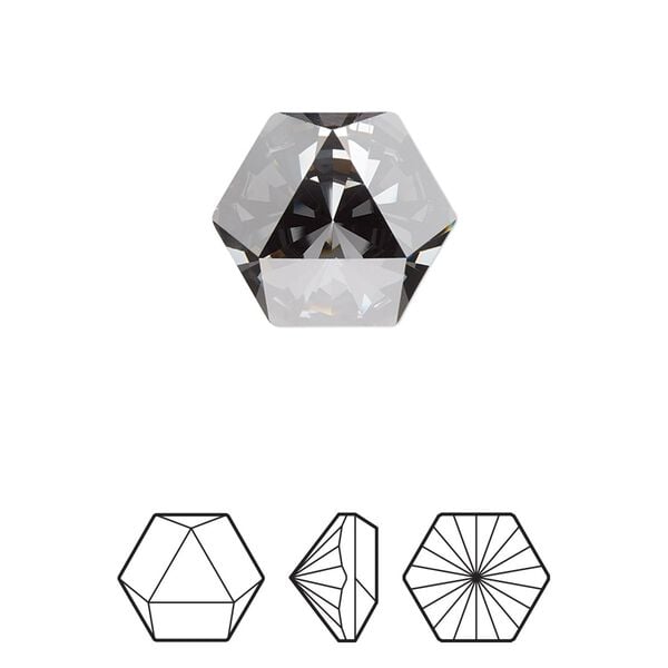 Fancy stone 1pk crystal silver night foil back, Crystal Passions® 16x14mm prismatic hexagon 4699 image number 0