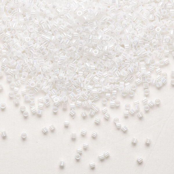Seed bead, Delica®, glass, pkg/50g, #15 round, opaque luster white pearl (DBS-0201). image number 0