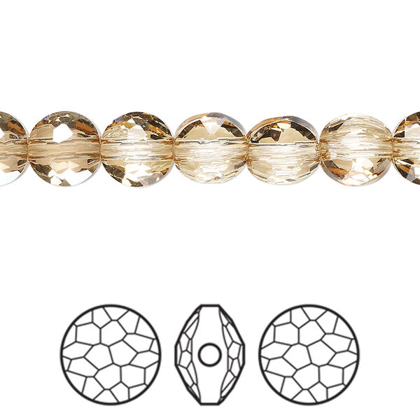 Bead 4pk crystal golden shadow, Crystal Passions® 8mm puffed round 5034 image number 0
