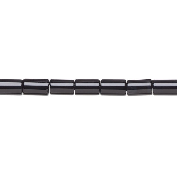 Black onyx 1pkg1, tube bead B grade, 15.5-16 inch 6x4mm image number 0