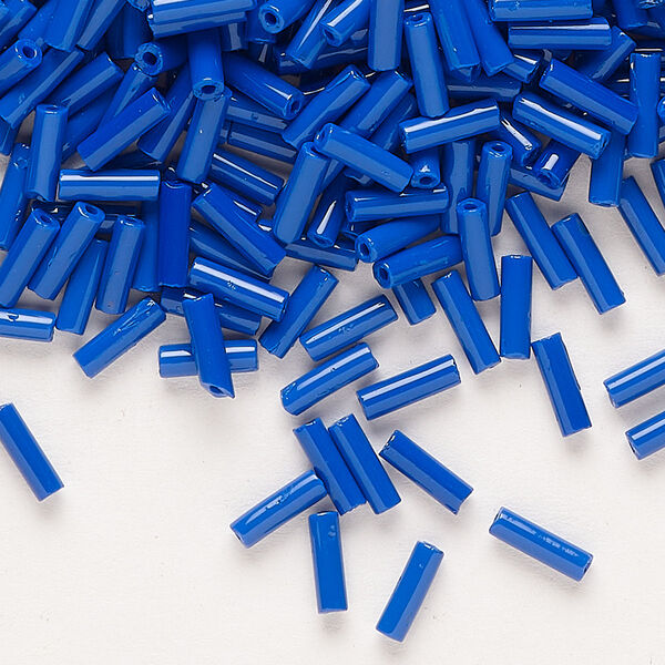 Bead, Preciosa Ornela Czech glass, bugle bead, pkg/50g, #3, opaque blue, (33050). image number 0