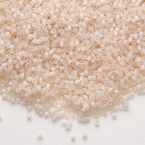 Seed bead, Delica®, glass, pkg/250g, #15 round, translucent matte rainbow pink mist (DBS-0868). image number 0