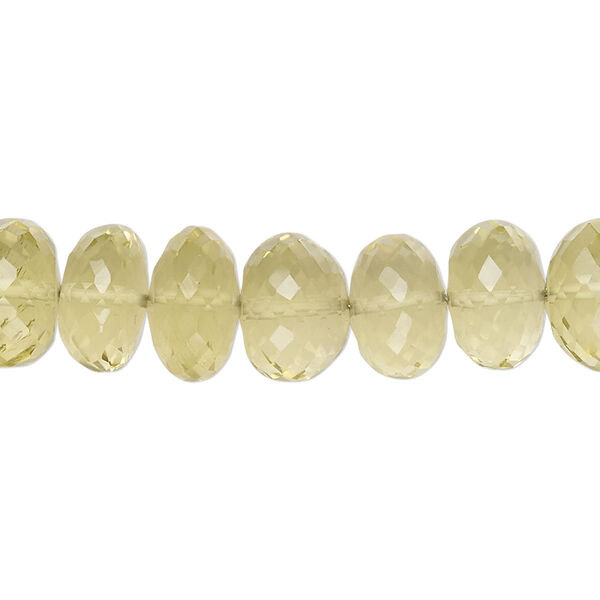Lemon quartz 1pkg1, hand-cut micro-faceted rondelle bead 14 inch 10x5mm-12x10mm image number 0