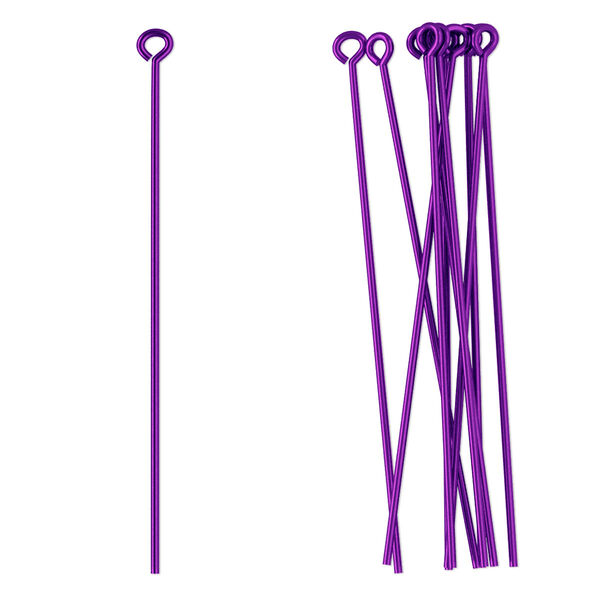 Eye pin, niobium, purple, 1-3/4 inches, 21 gauge. Sold per pkg of 10. image number 0