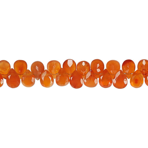 Carnelian 1pkg1, hand-cut top-drilled faceted teardrop bead 8 inch 6x4mm image number 0