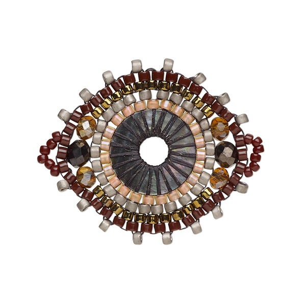 Link, Creative Touch, glass, gold / rose / grey, 28x26mm double-sided marquise. Sold individually. image number 0