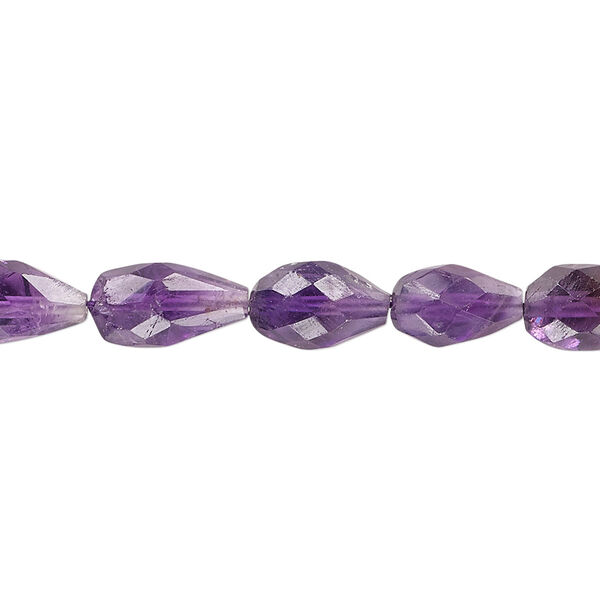 Amethyst 1pkg1, hand-cut faceted teardrop bead natural 15.5-16 inch 8x5mm-12x7mm image number 0