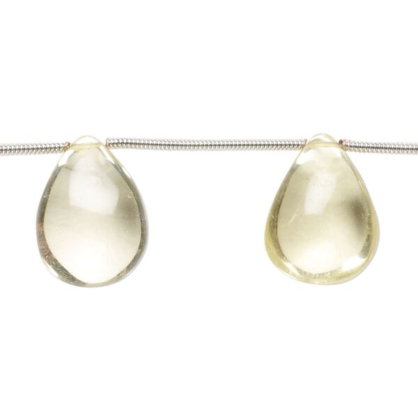 Lemon quartz 1pkg8, hand-cut top-drilled puffed teardrop bead 12x10mm-18x12mm image number 0