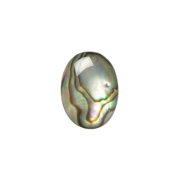 Cabochon, paua shell (coated), 16x12mm calibrated oval, Mohs hardness 3-1/2. Sold per pkg of 4. image number 0