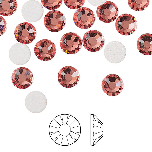 Flat back 24pk rose peach foil back, Preciosa MAXIMA Czech crystal rhinestone 6.3-6.5mm chaton rose round SS30 image number 0