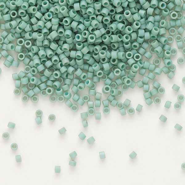 Seed bead, Delica®, glass, pkg/250g, #11 round, opaque matte glazed luster seafoam (DB-0374). image number 0