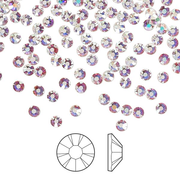 Flat back 144pk crystal AB foil back, Preciosa MAXIMA Czech crystal hotfix rhinestone 2.7-2.9mm chaton rose round SS10 image number 0
