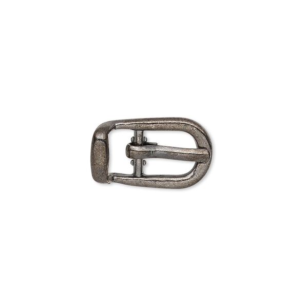 Clasp, gunmetal-finished "pewter" (zinc-based alloy), 18x11mm single-sided buckle with 8.5mm end bar. Sold per pkg of 4. image number 0