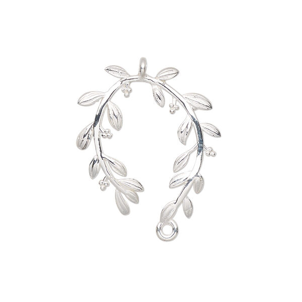 Drop, sterling silver, 25.5x23mm leaves with two loops. Sold individually. image number 0