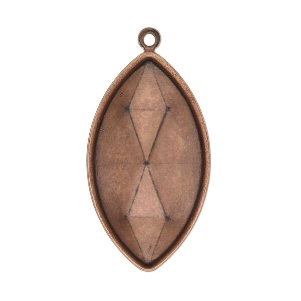 Focal, Almost Instant Jewelry®, antique copper-plated brass, 34x19mm marquise with 32x17mm marquise setting. Sold per pkg of 2. image number 0