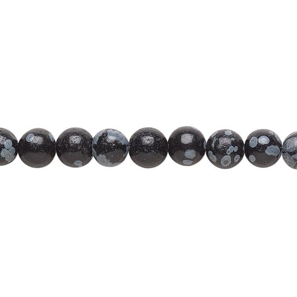 Snowflake obsidian 1pkg1, round bead natural 15.5-16 inch 6mm image number 0