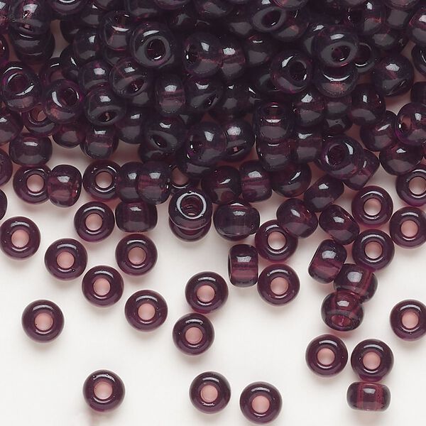 Seed bead, Miyuki, glass, pkg/250g, #6 rocaille, transparent dark smoky amethyst (RR-153). image number 0