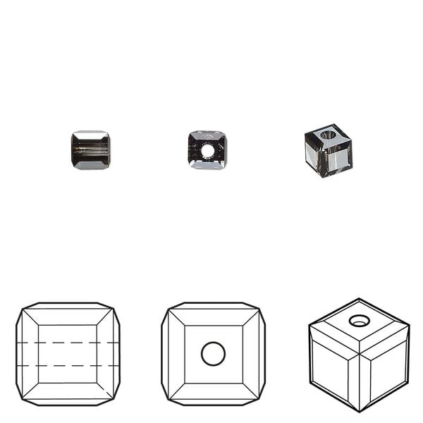 Bead 12pk crystal silver night, Crystal Passions® 4mm cube 5601 image number 0