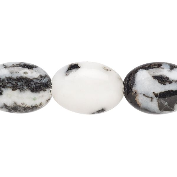 Zebra "jasper" (onyx marble) 1pkg1, flat oval bead natural 15.5-16 inch 18x13mm image number 0