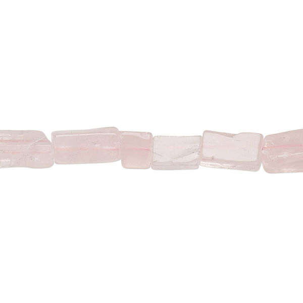 Bead, rose quartz (natural), light, 7x5mm-15x6mm hand-cut square tube, C grade, Mohs hardness 7. Sold per 13-inch strand. image number 0