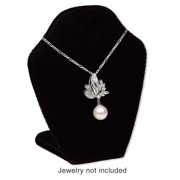 Display, necklace, velveteen, black, 4 x 3 x 1-1/2 inches with VELCRO®-style tab on back with adjustable angle. Sold individually. image number 0