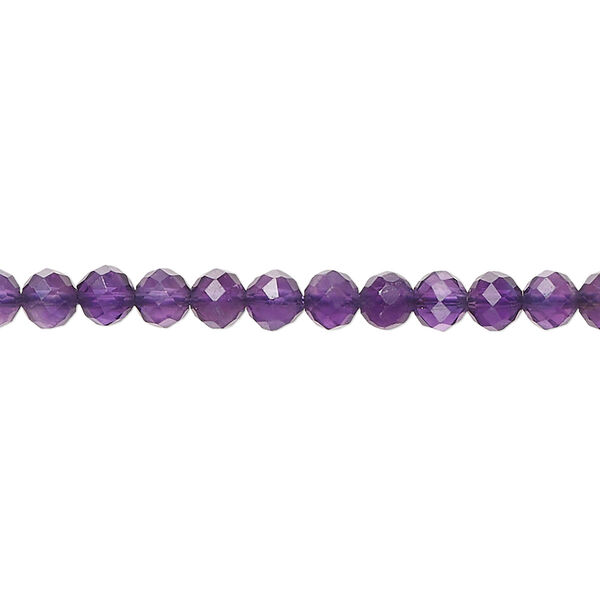 Amethyst 1pkg1, faceted round bead natural 15.5-16 inch 4mm image number 0