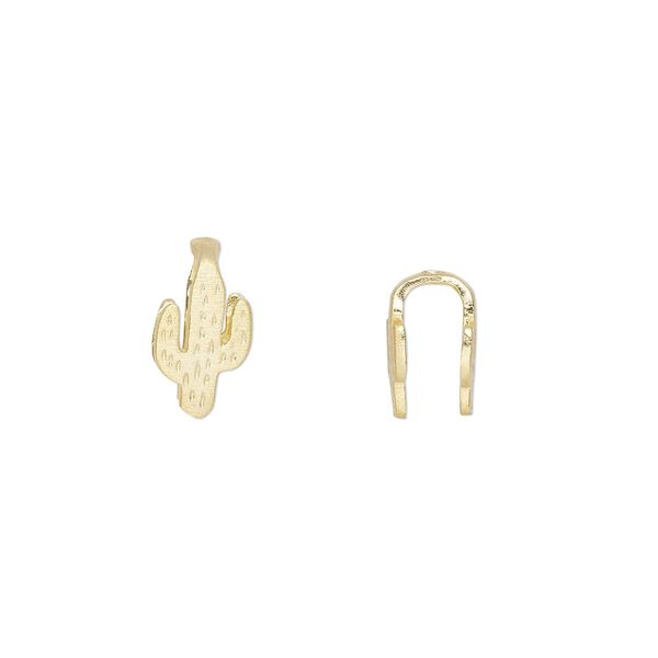 Bail, Amoracast®, "vermeil", 10x5.5mm Arizona cactus, 8mm grip length. Sold individually. image number 0