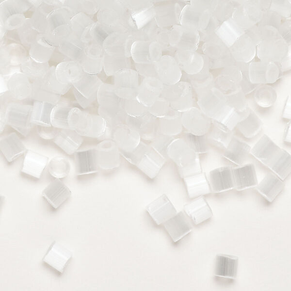 Seed bead, Dyna-Mites™, glass, pkg/40 grams, #6 cut-off round, translucent silky eggshell. image number 0
