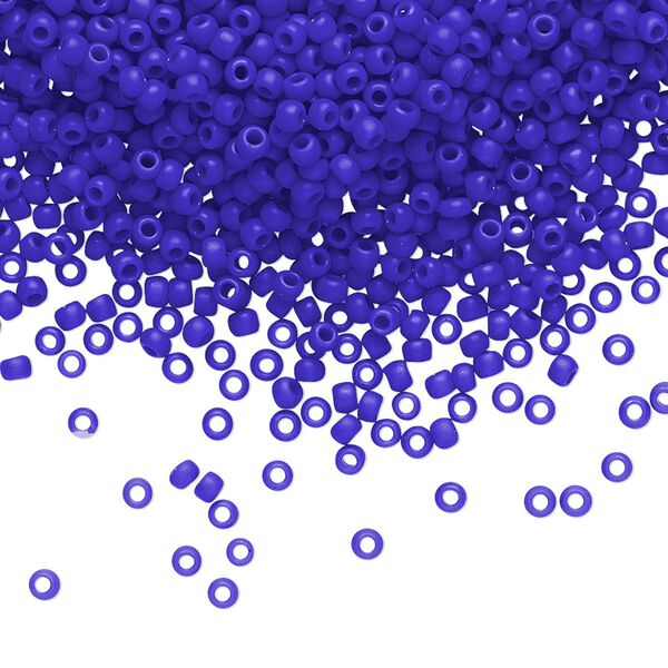 Seed bead, TOHO BEADS®, glass, pkg/7.5g, #11 round, opaque frosted navy blue (TR-11-48F). image number 0