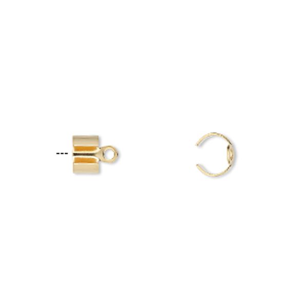 Cord end, fold-over, gold-plated steel, 9x6mm, 7.5mm inside diameter. Sold per pkg of 20. image number 0