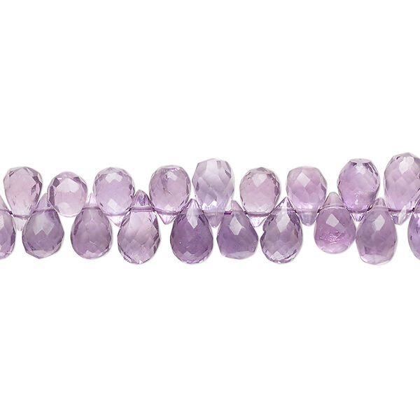 Amethyst 1pkg1, hand-cut top-drilled faceted teardrop bead natural 8 inch 6x4mm-8x5mm image number 0