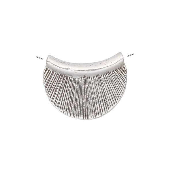 Bead, Hill Tribes, antiqued sterling silver, 21x16mm double-sided crescent with textured pattern. Sold individually. image number 0