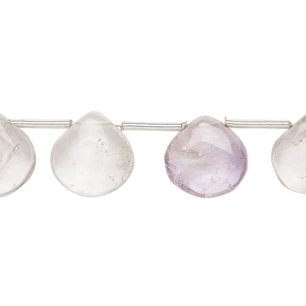 Lavender amethyst 1pkg12, hand-cut top-drilled puffed teardrop bead natural 12x12mm-14x14mm image number 0