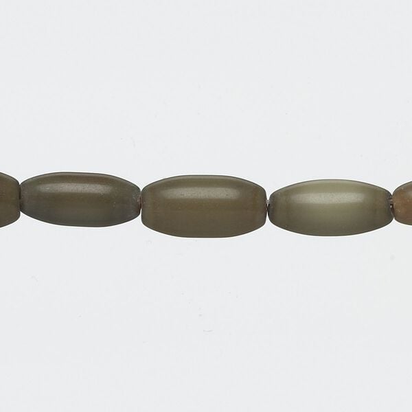 Bead, cat's eye glass (fiber optic glass), olive green, 12x5mm-13x6mm oval. Sold per 15-inch strand. image number 0