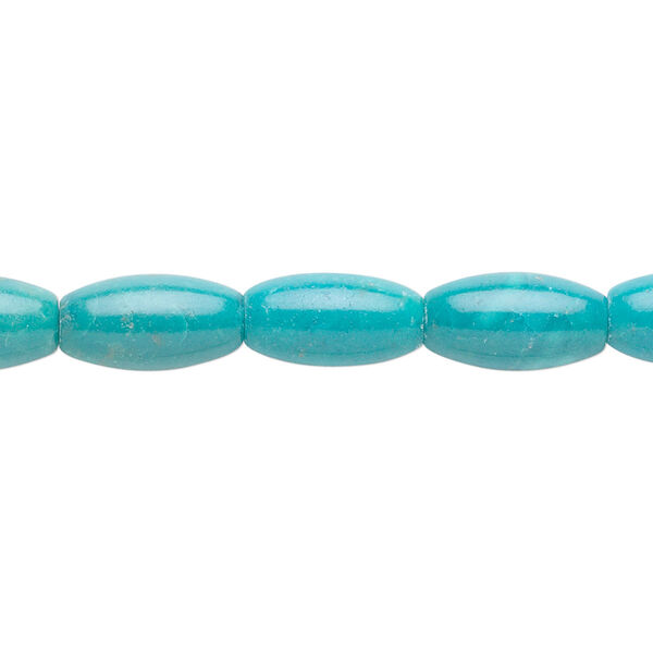 Bead, turquoise (dyed / stabilized), 12x6mm barrel, B grade, Mohs hardness 5 to 6. Sold per 15" to 16" strand. image number 0