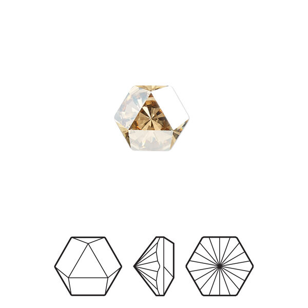 Fancy stone 2pk crystal golden shadow foil back, Crystal Passions® 10.8x9.4mm prismatic hexagon 4699 image number 0