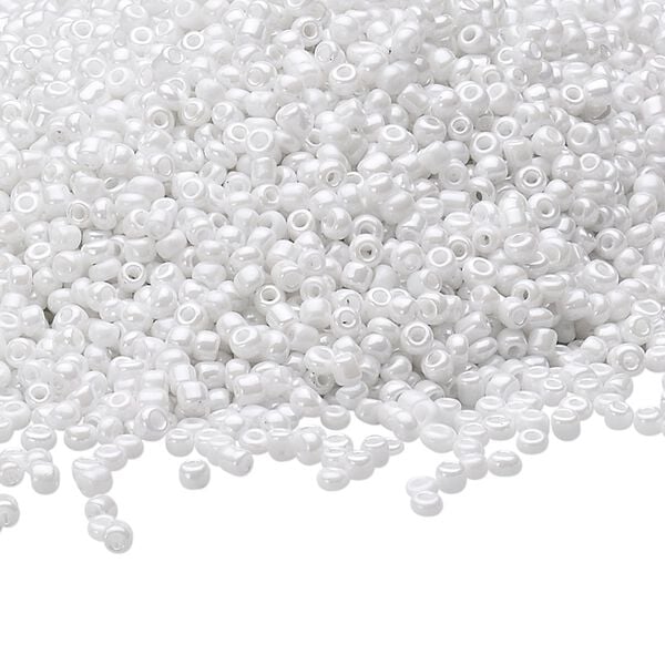 Seed bead, Ming Tree™, glass, pkg/1 pound, #11 round, opaque luster white. image number 0