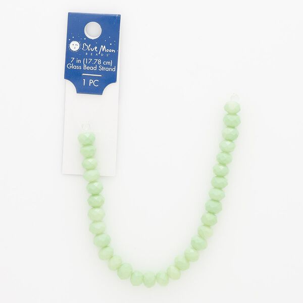 Bead, coated glass, opaque lime green, 8x6mm faceted rondelle with 0.7mm hole. Sold per 7-inch strand. image number 0