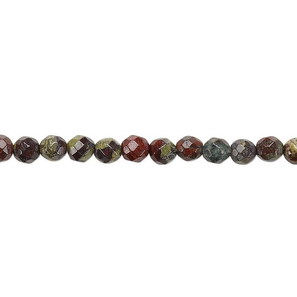 Dragon blood jasper 1pkg1, faceted round bead natural 8 inch 4mm image number 0