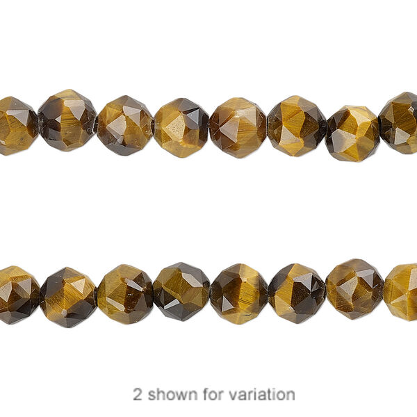 Tigereye 1pkg1, rose-cut round bead natural B grade, 8 inch 6mm image number 0