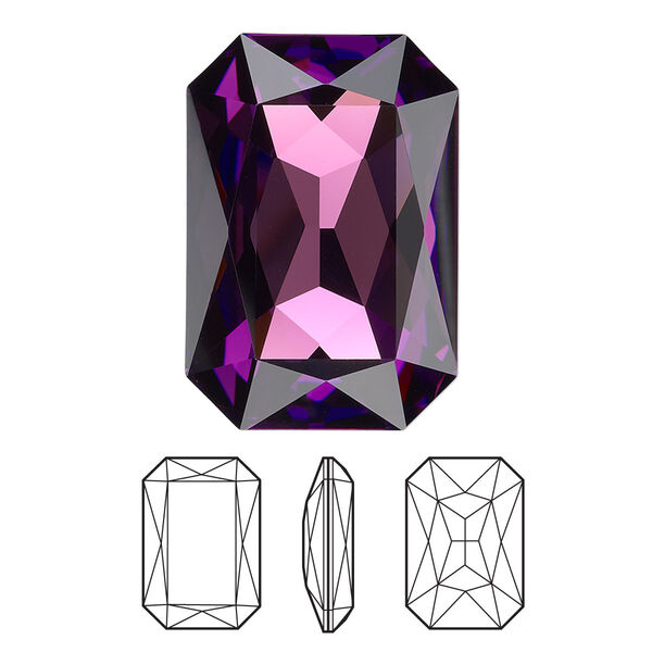 Fancy stone 24pk amethyst foil back, Swarovski® 27x18.5mm emerald cut 4627 image number 0