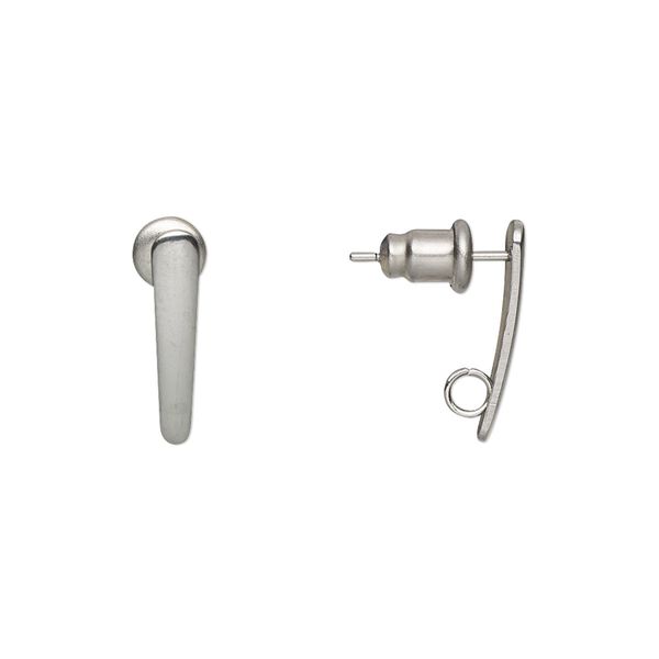 Earstud 1pkg20, 15x3mm long teardrop / earnuts / open hidden loop, stainless steel 10 pair image number 0
