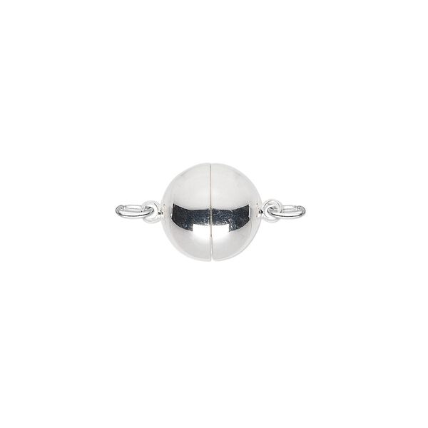 Clasp, magnetic, silver-plated brass, 10mm round. Sold individually. image number 0