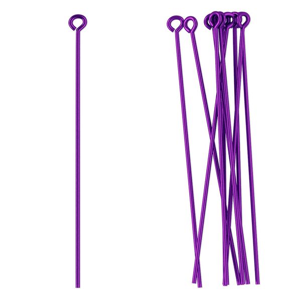 Eye pin, niobium, purple, 1-3/4 inches, 21 gauge. Sold per pkg of 10. image number 0
