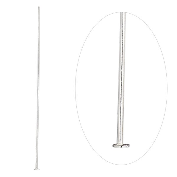 Head pin, sterling silver, 2 inches, 24 gauge. Sold per pkg of 10. image number 0