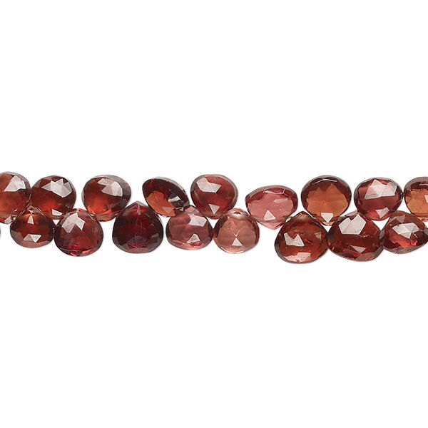Garnet 1pkg1, hand-cut top-drilled faceted puffed teardrop bead natural 8 inch 5-6mm image number 0