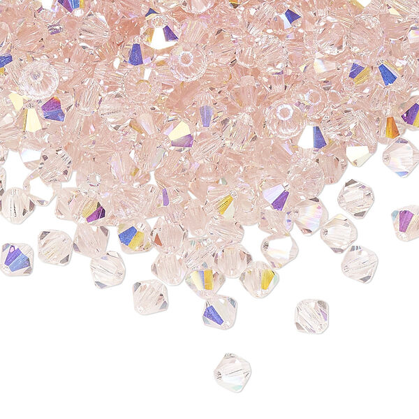 Bead 720pk light rose AB, Preciosa Czech crystal 4mm bicone image number 0