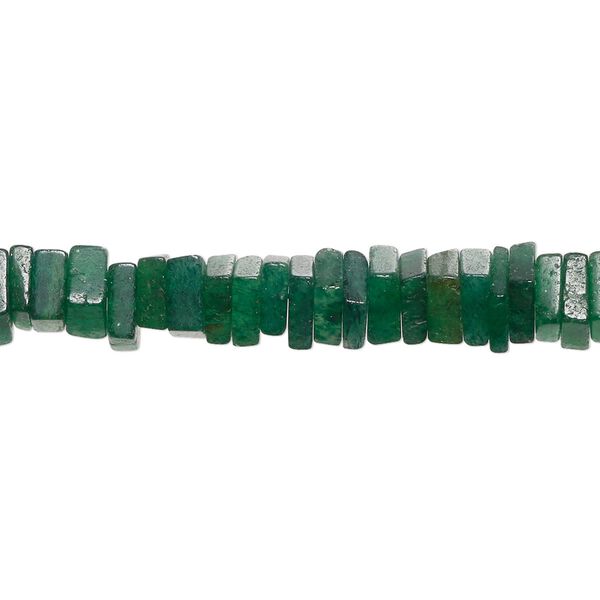 Emerald green aventurine 1pkg1, hand-cut flat square bead natural 8 inch 5x1mm-6x3mm image number 0