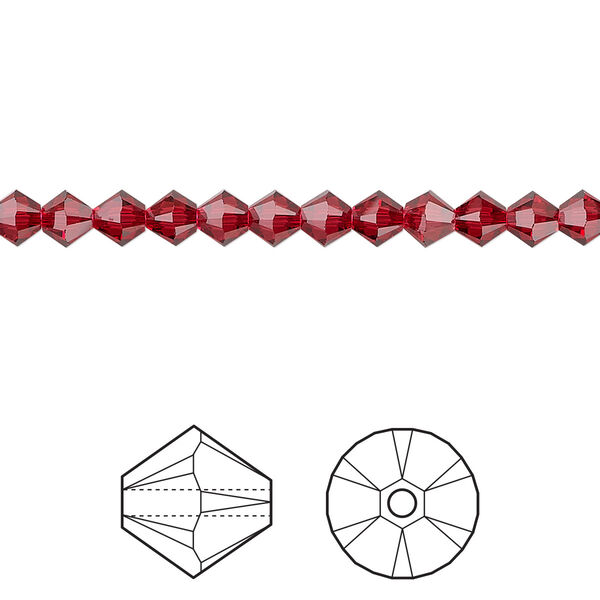 Bead 1440pk scarlet, Swarovski® 4mm XILION bicone 5328 image number 0
