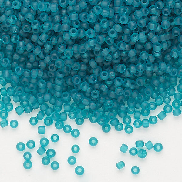 Seed bead, Dyna-Mites™, glass, pkg/1/2kg, #11 round, translucent matte teal blue, (21MA 11/0 RR). image number 0